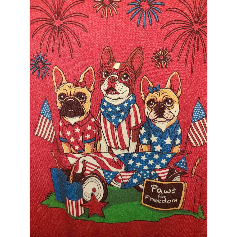 Frenchie Bulldog Independence Day Patriotic 4th of July Cotton T-Shirt Sz 2XL